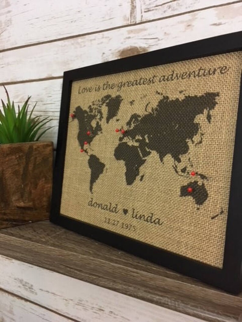 8x10" Framed Burlap Push Pin Travel World Map, Map of United States ...