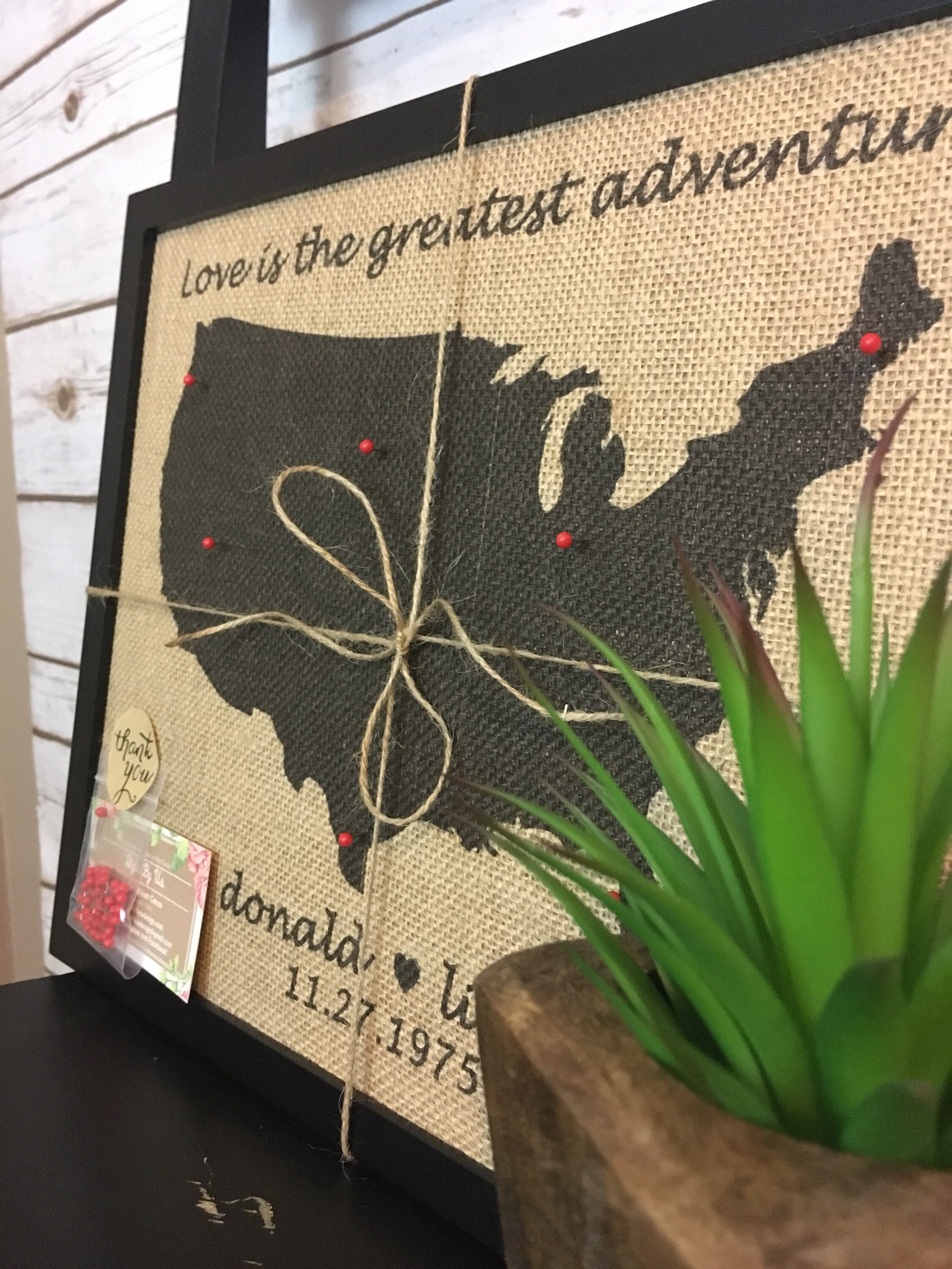 11x14" Framed Burlap Push Pin Travel Map of United States, World Map ...
