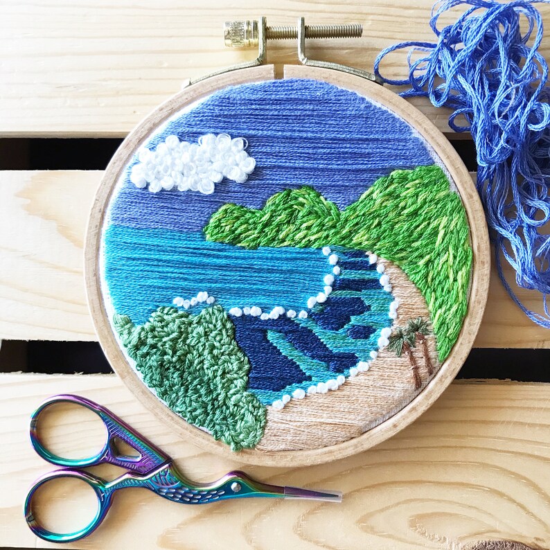 Embroidery Kit Hanauma Bay Hawaii DIY Embroidery Hoop Art Etsy