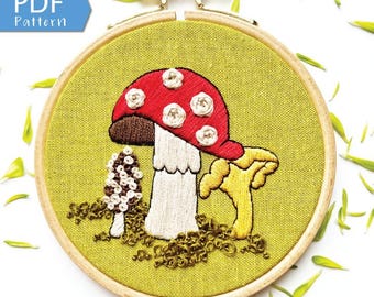 Los Hongos: Patrón de bordado en PDF para principiantes