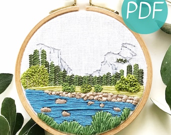 Yosemite Valley Hand Embroidery Pattern PDF