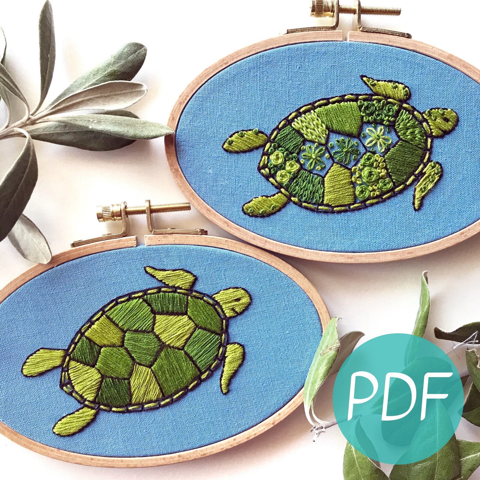 Turtle Embroidery Patterns - DIY Embroidery Kit - Kid's Cute