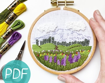 Patrón de bordado para principiantes, Monte Rainier (PDF)