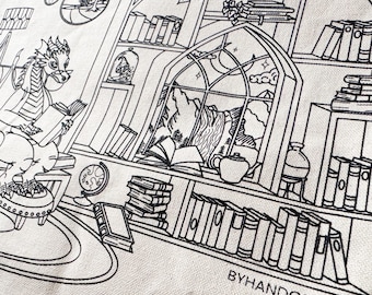 Stickpackung - Jutebeutel - Stickdatei Buch Drachen - oder nur die Stickdatei -