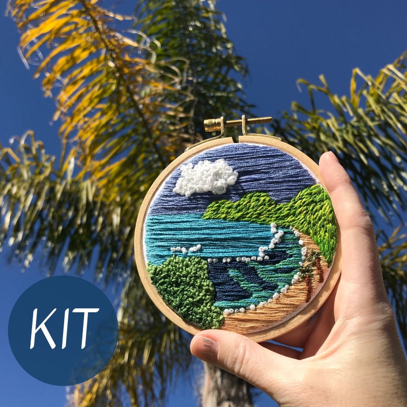 Embroidery Kit Hanauma Bay Hawaii DIY Embroidery Hoop Art Etsy