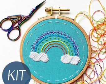 Regenbogen Stickdatei für Anfänger, komplettes Handstickstickset