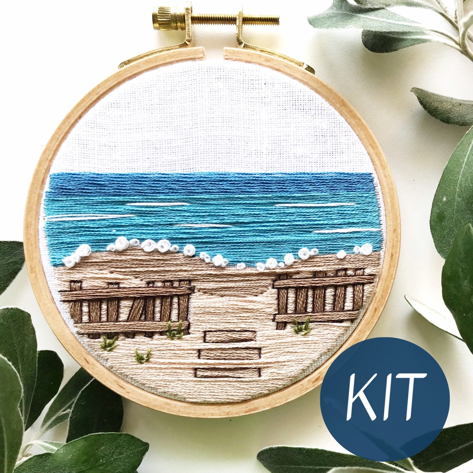 Embroidery Kit A Day at the Beach Intermediate Seascape Etsy