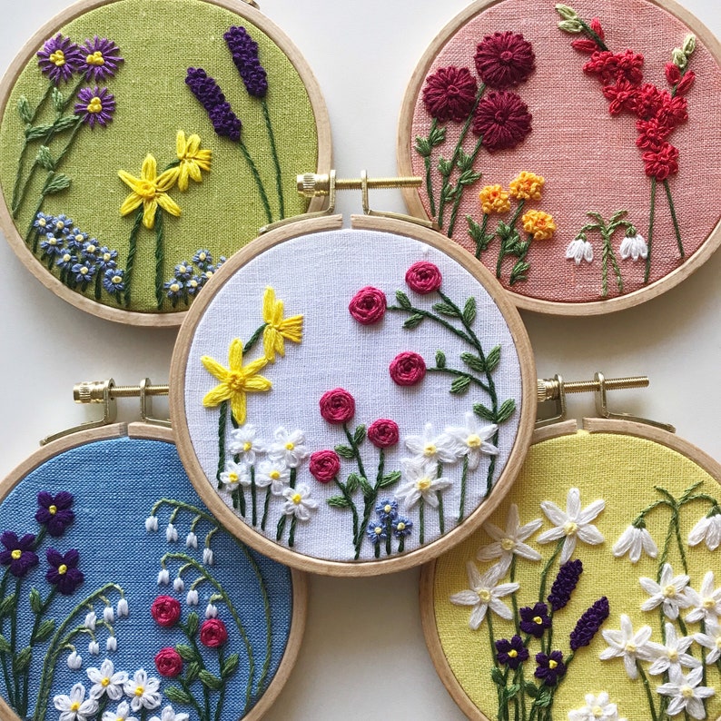 DIY Family Flower Garden, Beginner Embroidery Pattern PDF, DIY Hoop Art image 6