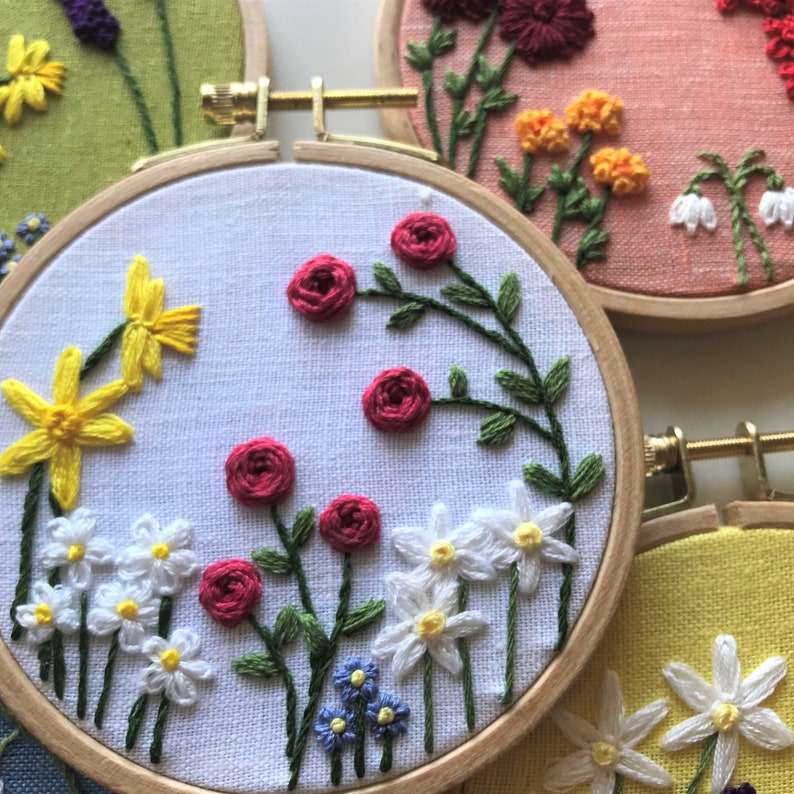 DIY Family Flower Garden, Beginner Embroidery Pattern PDF, DIY Hoop Art image 8