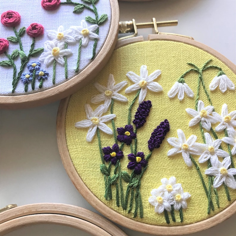 DIY Family Flower Garden, Beginner Embroidery Pattern PDF, DIY Hoop Art image 5
