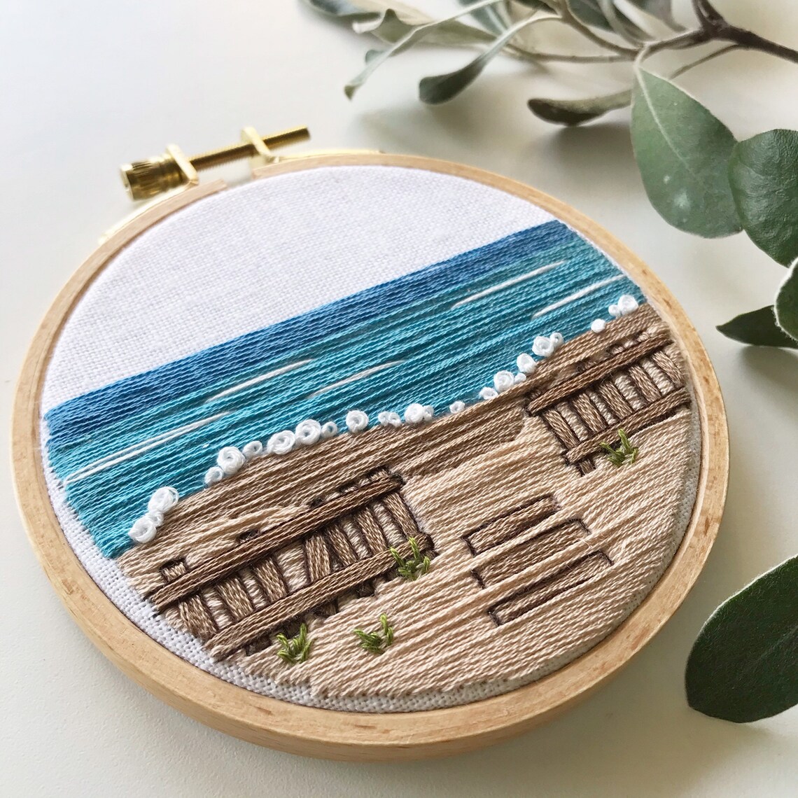 Embroidery Kit A Day at the Beach Intermediate Seascape Etsy