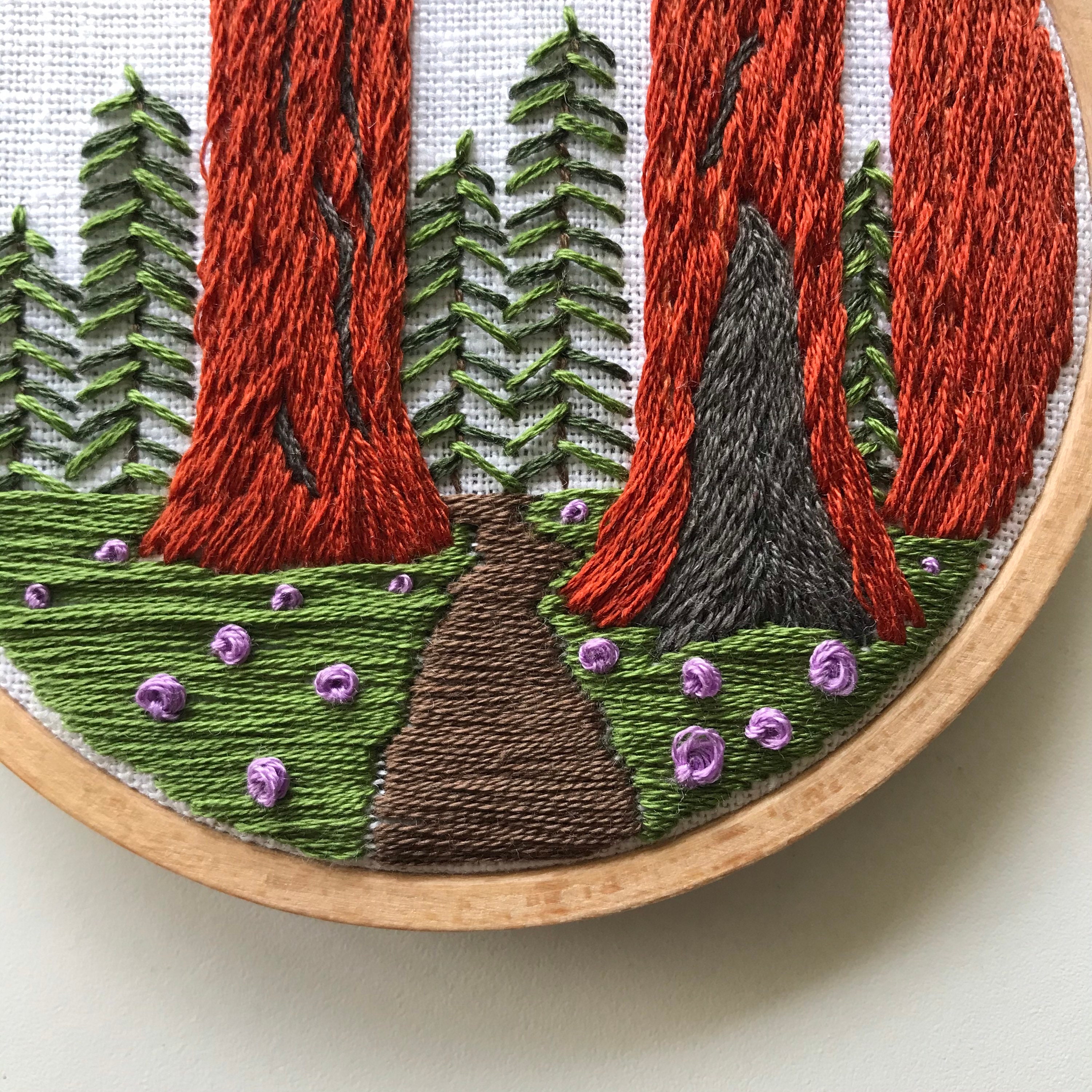 Embroidery Kit Sequoia Grove Intermediate Embroidery Hoop Etsy
