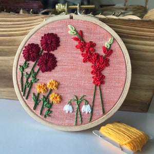 DIY Family Flower Garden, Beginner Embroidery Pattern PDF, DIY Hoop Art image 10