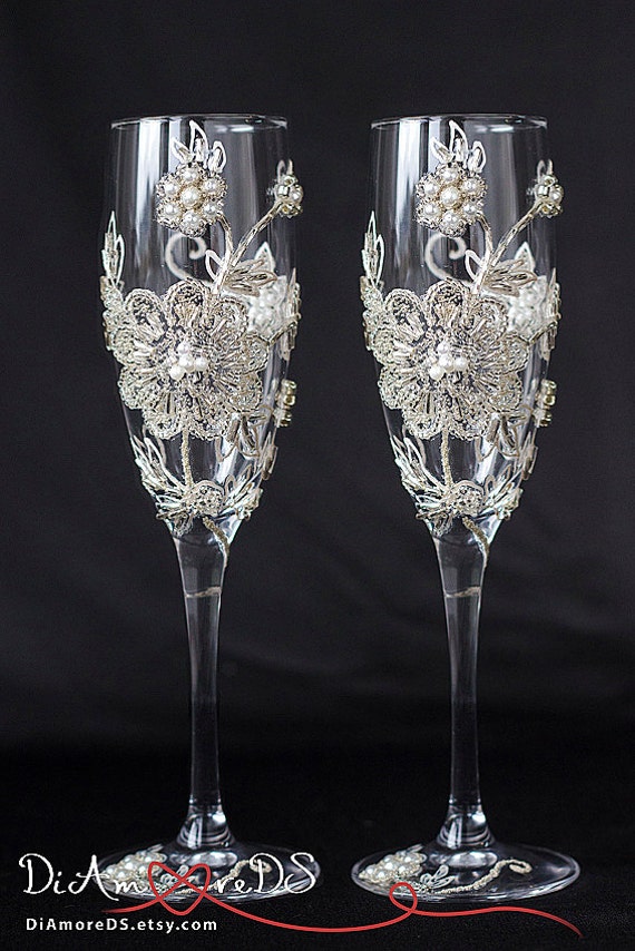 Wedding Glasses for Bride and Groom Wedding Vintage Champagne Etsy