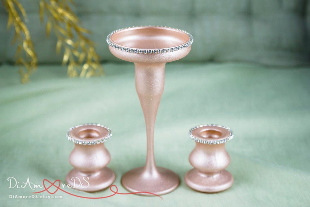 Rose Gold Candles Holder Wedding Pillar Candle Holders Etsy