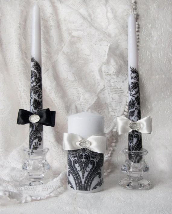 Items similar to DAMASK Unity Wedding candles. Set of 3 candles