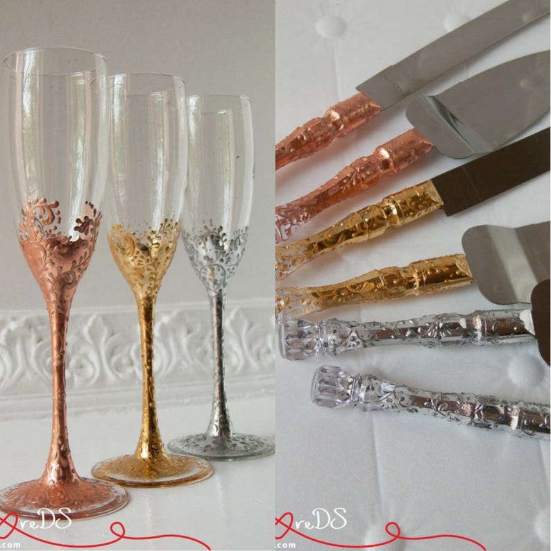 Wedding Cake Cutting Set Toasting Flutes Wedding Flutes Wedding Champagne Flutes Wedding Gift Wedding Glasses Lace Gold Wedding Set