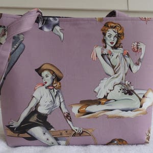 Zombies Halloween Alexander Henry Zombie pin up girls Undead Tote bag purse Rockabilly Halloween