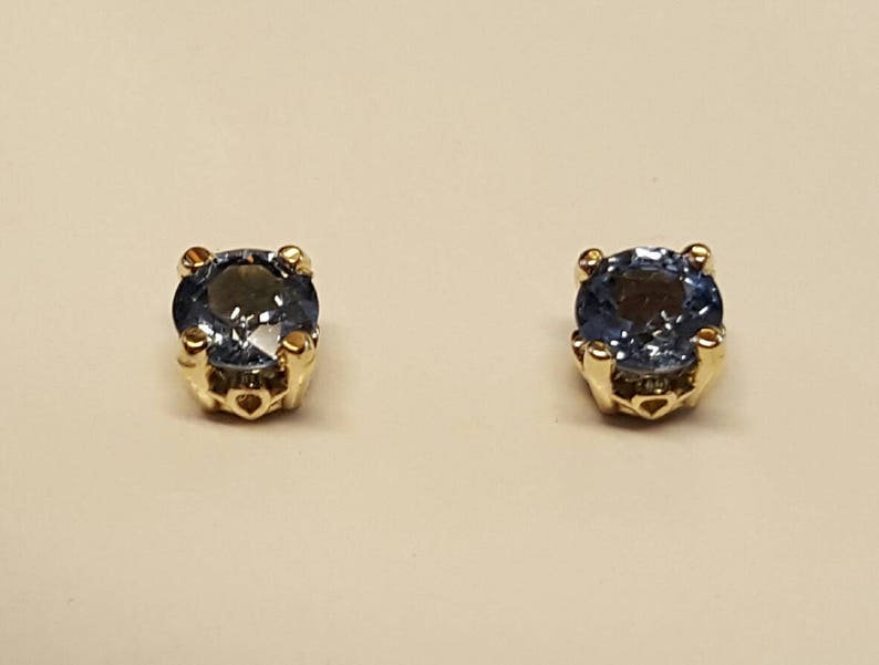 14k Blue Saphire 5mm 60 Pt. Stud Earrings Etsy
