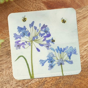 Agapanthus Coaster, Floral Art Coaster, Nature Lover Gift