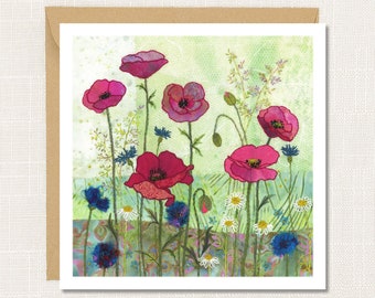 Poppy Meadow Greetings Card, Blank inside