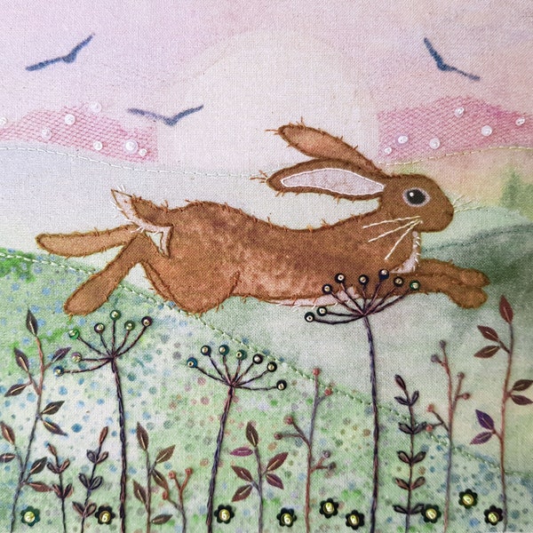 Beginner Embroidery Kit - 'Meadow Hare' - Modern Hand Embroidery- Mother's Day Gift Ideas