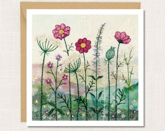 Floral Greetings Card, 'Summer Hedgerow', Blank inside