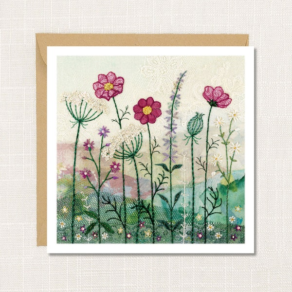 Floral Greetings Card, 'Summer Hedgerow', Blank inside