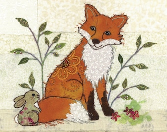 Panel z nadrukiem z tkaniny Fox 45 x 45 cm – 100% bawełna organiczna Panama – tkanina Woodland