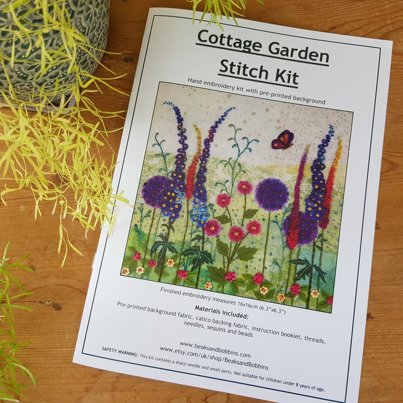 Floral Embroidery Kit 'cottage Garden' DIY Craft Kit Etsy