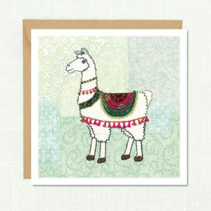 Llama Greetings Card, Blank inside