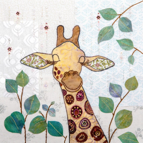 Giraffe Fabric Printed Cushion Panel - Organic Cotton Panama