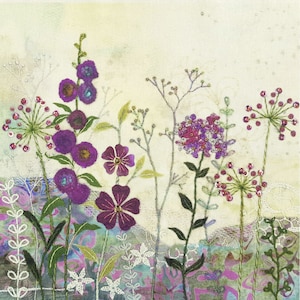 Floral Print Fabric - 'Purple Garden' - Organic Cotton