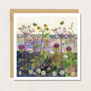 Wildblumen Grußkarte, 'Kleewiese', innen blanko
