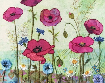 Floral Embroidery Kit - 'Poppy Meadow' - Modern Hand Embroidery - DIY Craft Kit - Gift for Her