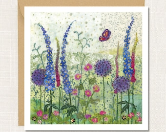 Floral Greetings Card, 'Cottage Garden', Blank inside