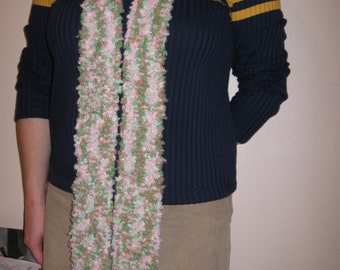 Pink & Green Fuzzy Scarf