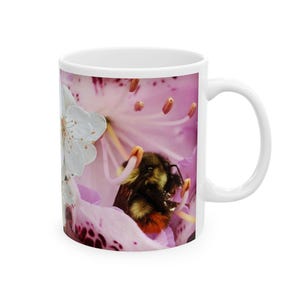 Baby Bumble- Gift, Photography, Bumble Bee, Mom, Flowers, Gift for her, Pink, Mug 11oz