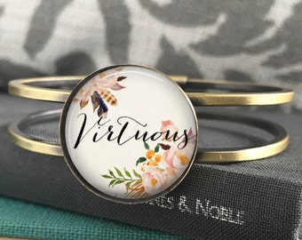 Virtuous Bracelet - Inspirational Word Bracelet - Scripture Bracelet - Gift for Her - Christian Gift - Jewelry for Women - Mother Gift