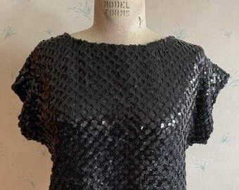 1960s 1970s Holiday Sequined Top