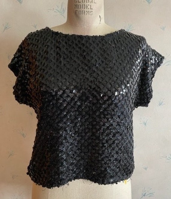 1960s 1970s Holiday Sequined Top - image 1