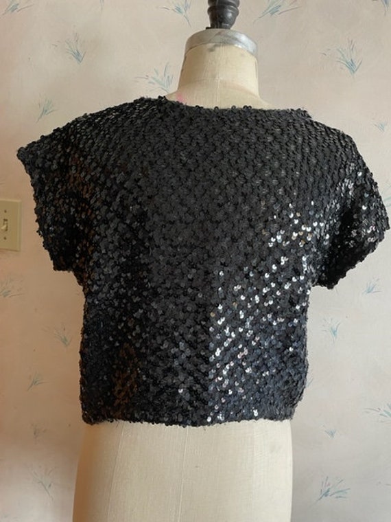 1960s 1970s Holiday Sequined Top - image 4