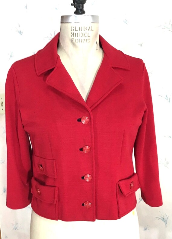 50's 60's Women's Jacket Red Sz M - image 1