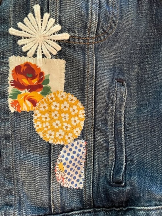 Patchwork Vintage Jean Jacket Upcycled - Small - image 3