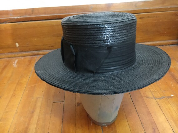 Black Straw Womens Edwardian Hat