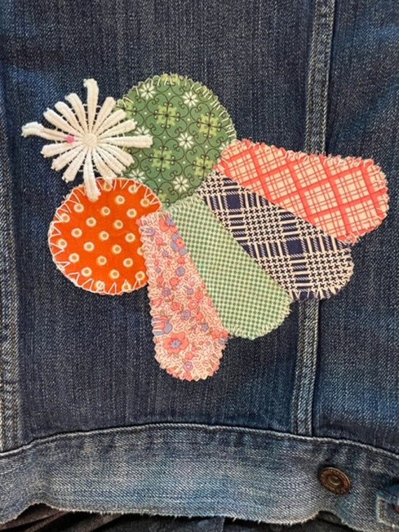 Patchwork Vintage Jean Jacket Upcycled - Small - image 9