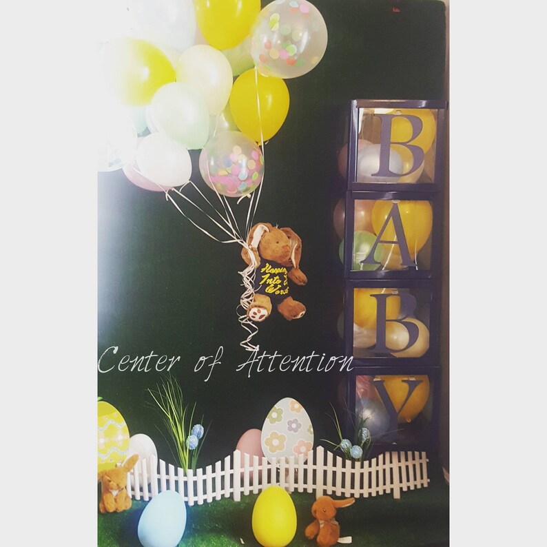 Baby Showers 14x14x14 Collapsible Birthday Parties Letter Boxes Reusable Custom Decoration 4 Jumbo Clear Baby Blocks Custom colors