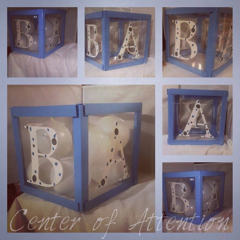 Baby Showers 14x14x14 Collapsible Birthday Parties Letter Boxes Reusable Custom Decoration 4 Jumbo Clear Baby Blocks Custom colors