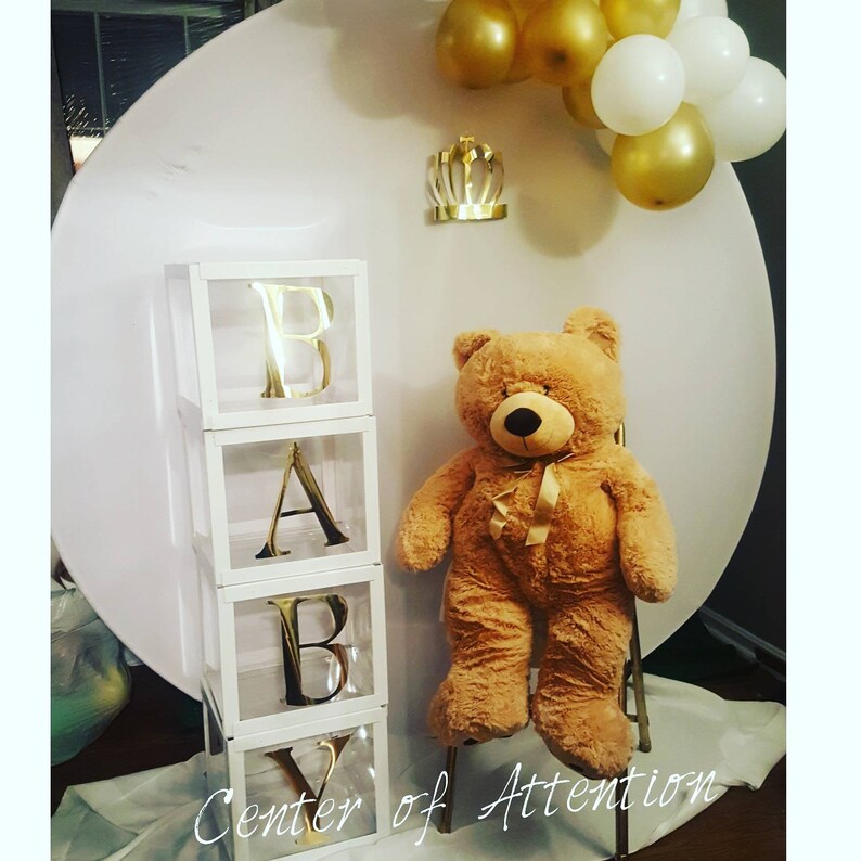 Baby Showers 14x14x14 Collapsible Birthday Parties Letter Boxes Reusable Custom Decoration 4 Jumbo Clear Baby Blocks Custom colors