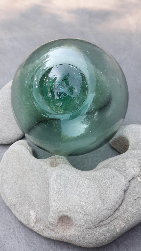 4.5" Japanese Glass Fishing Float, Collectable, Antique, Nautical Decor, Beach Decor, Beach Cottage Decor, Sea Glass, Home and Garden